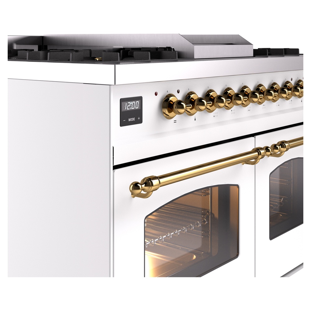 Nostalgie II 40 inch Dual Fuel Range with Double Ovens, 6 Burners and Griddle UPD40FNMPWHG