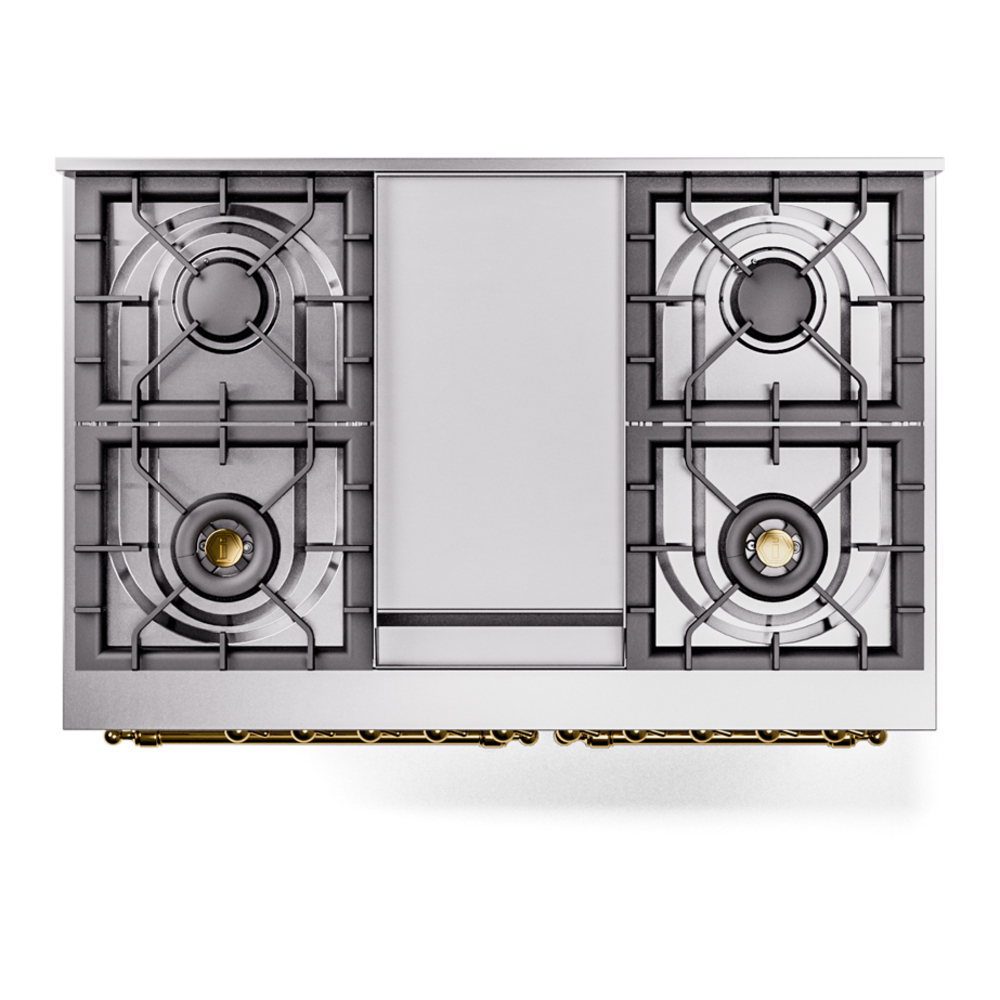 Nostalgie II 40 inch Dual Fuel Range with Double Ovens, 6 Burners and Griddle UPD40FNMPWHG
