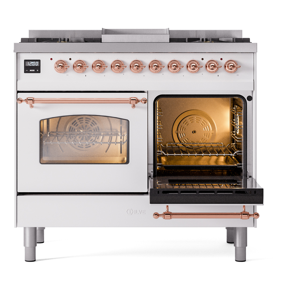 Nostalgie II 40 inch Dual Fuel Range with Double Ovens, 6 Burners and Griddle UPD40FNMPWHPLP