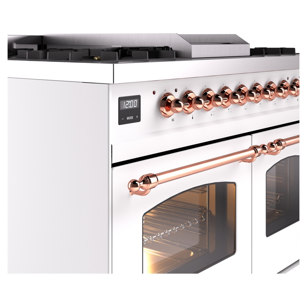 Nostalgie II 40 inch Dual Fuel Range with Double Ovens, 6 Burners and Griddle UPD40FNMPWHPLP
