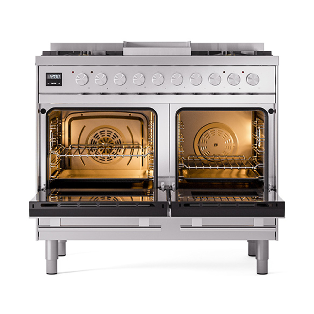 Professional Plus II 40 UPD40FQMPSS Freestanding Dual Fuel Range with 6 Sealed Burners with Griddle Double Oven with Solid Door UPD40FQMPSSLP