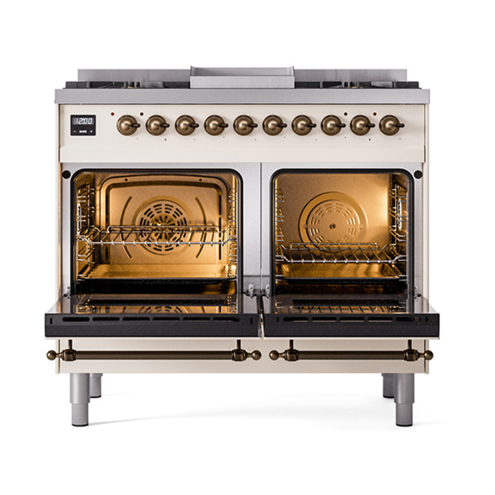Nostalgie II 40 inch Dual Fuel Range with Double Ovens, 6 Burners and Griddle UPD40FQNMPAWB