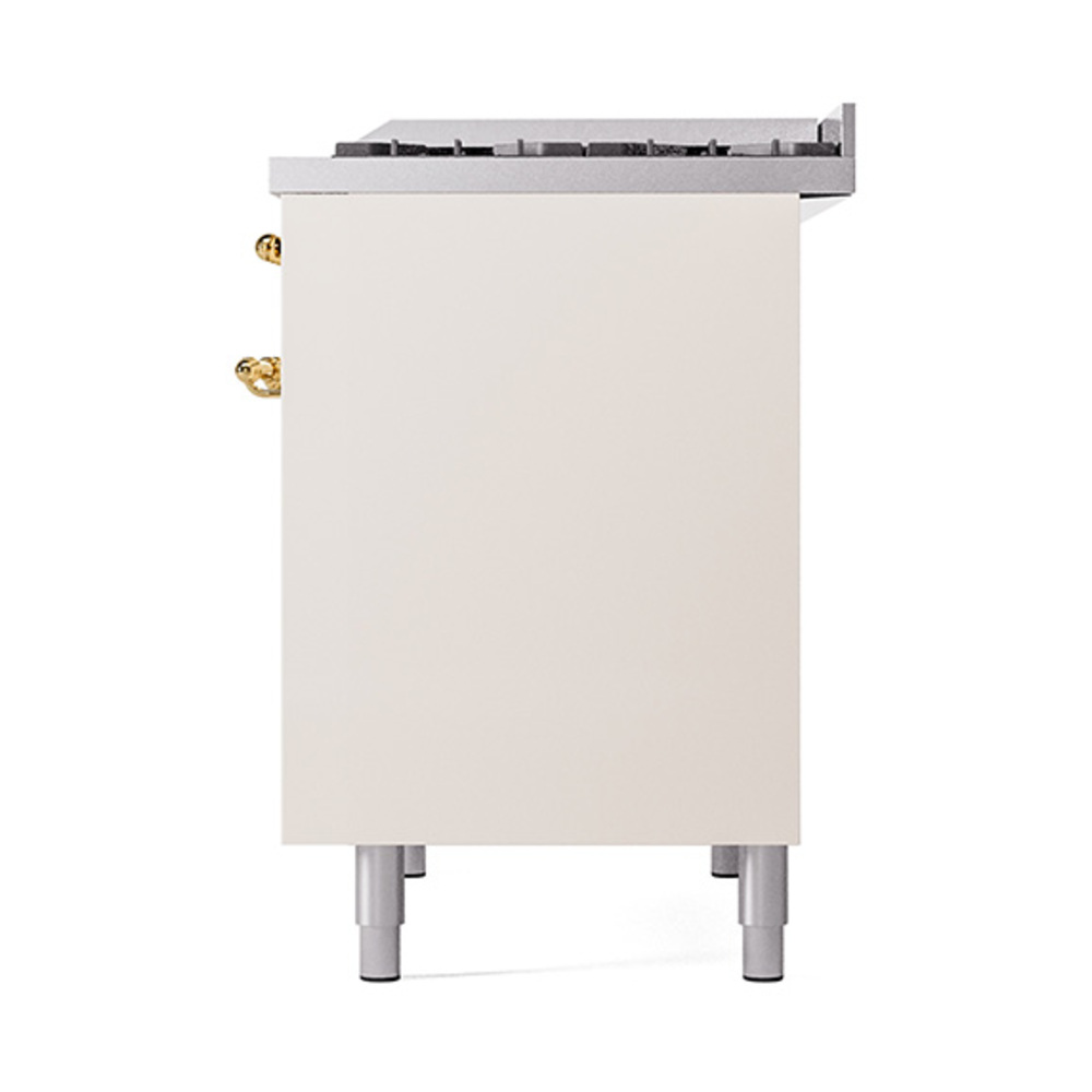 Nostalgie II 40 UPD40FQNMPAWG Freestanding Dual Fuel Range with 6 Sealed Burners with Griddle Double Oven with Solid Door with Brass knobs UPD40FQNMPAWGLP