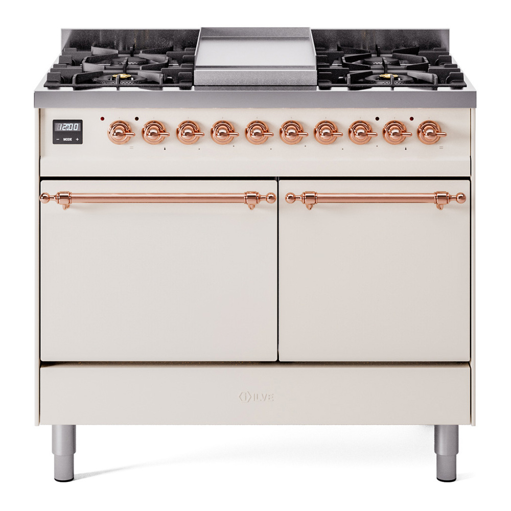 Nostalgie II 40 inch Dual Fuel Range with Double Ovens, 6 Burners and Griddle UPD40FQNMPAWP