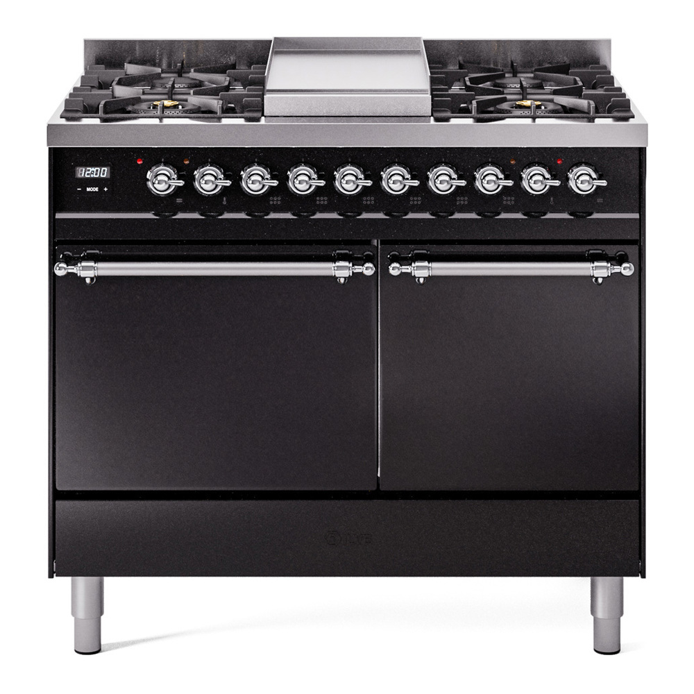 Nostalgie II 40 inch Dual Fuel Range with Double Ovens, 6 Burners and Griddle UPD40FQNMPBKC