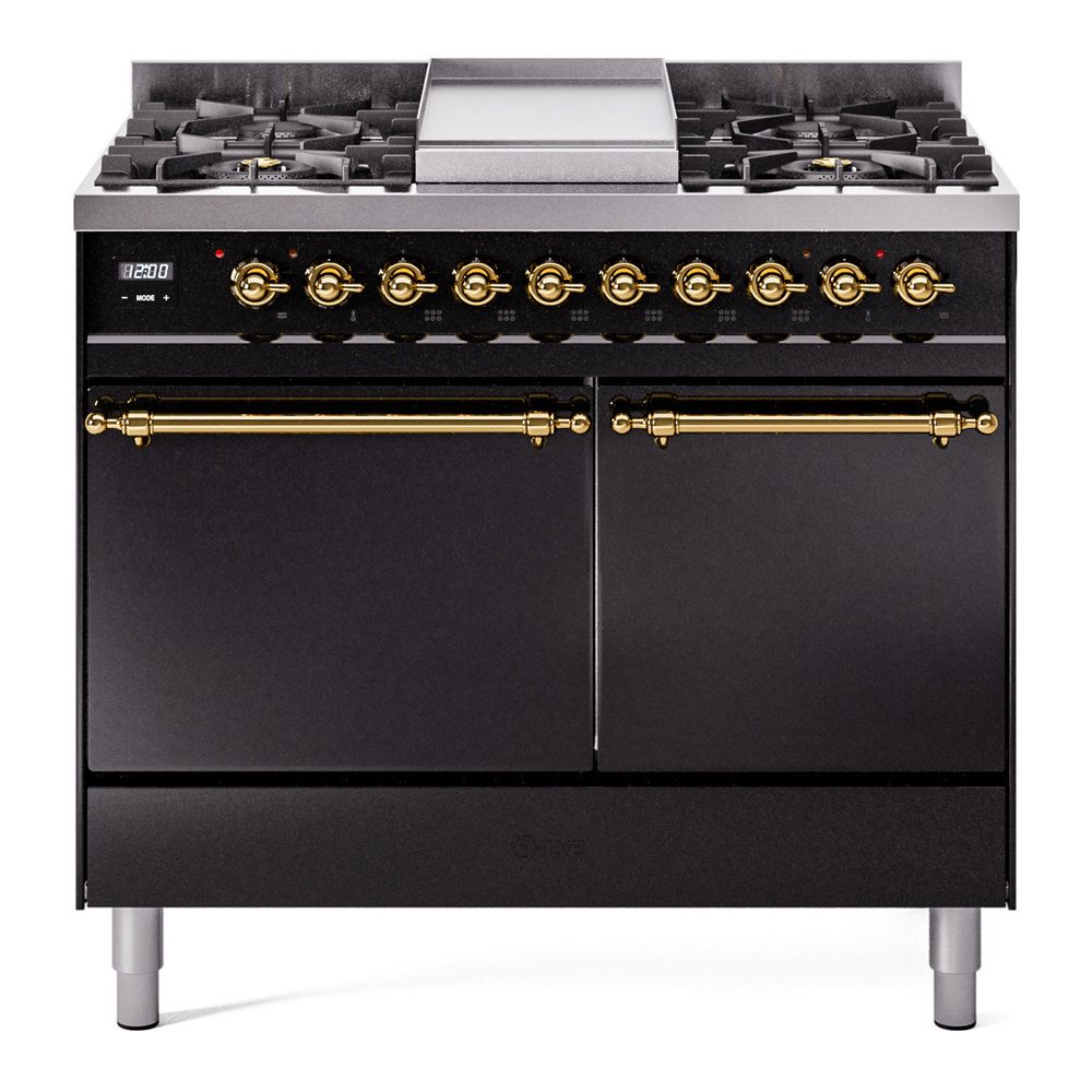 Nostalgie II 40 inch Dual Fuel Range with Double Ovens, 6 Burners and Griddle UPD40FQNMPBKGLP