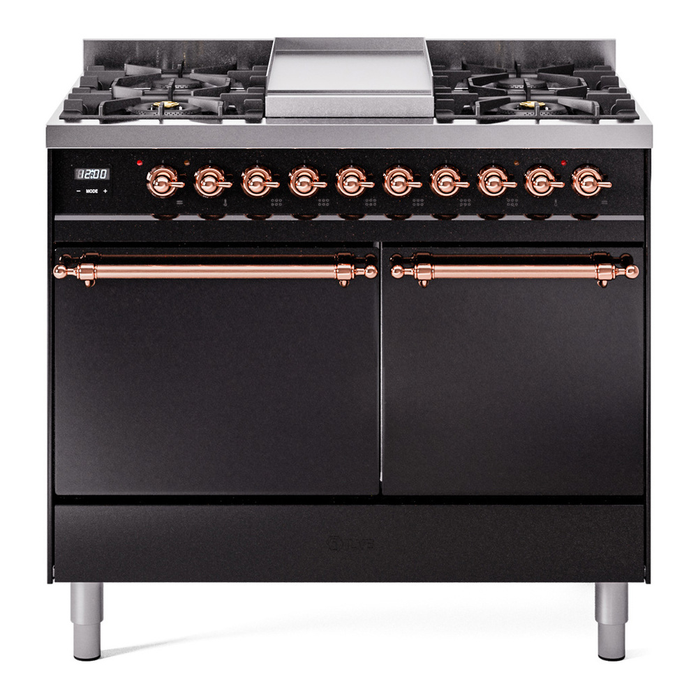 Nostalgie II 40 inch Dual Fuel Range with Double Ovens, 6 Burners and Griddle UPD40FQNMPBKPLP