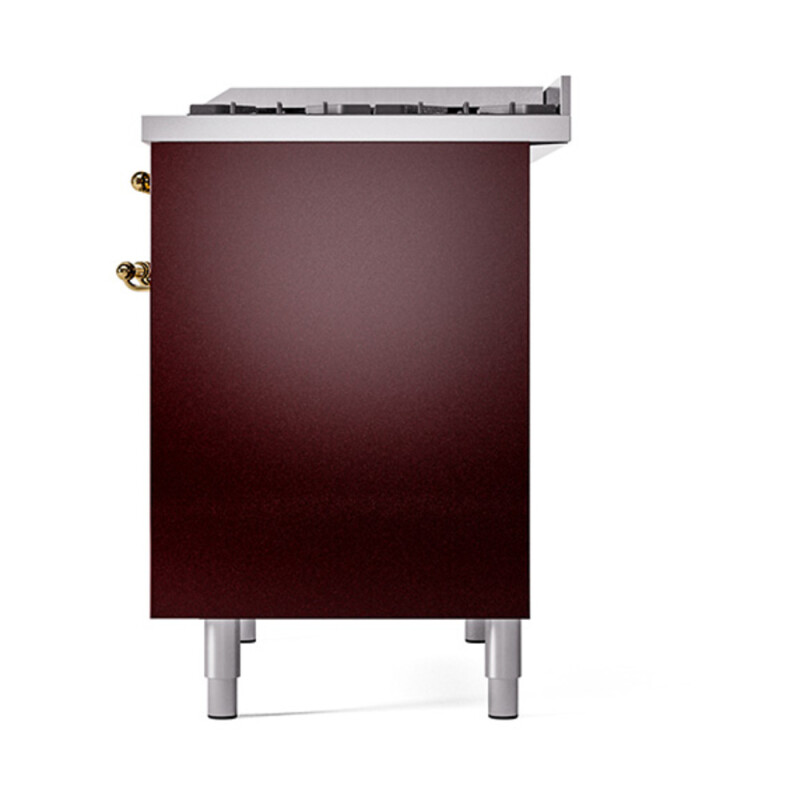 Nostalgie II 40 UPD40FQNMPBUG Freestanding Dual Fuel Range with 6 Sealed Burners with Griddle Double Oven with Solid Door with Brass knobs UPD40FQNMPBUG