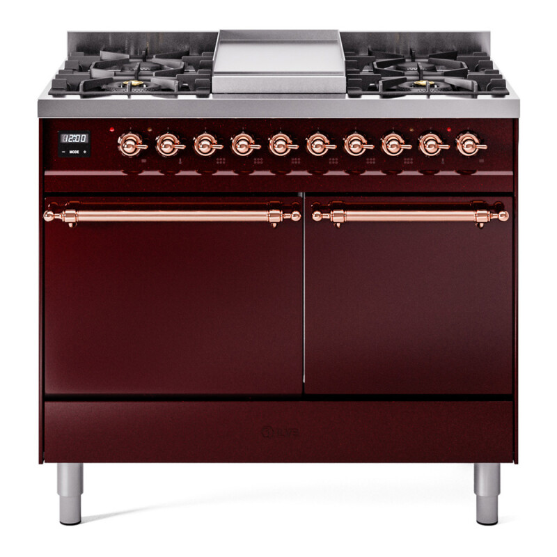 Nostalgie II 40 inch Dual Fuel Range with Double Ovens, 6 Burners and Griddle UPD40FQNMPBUP
