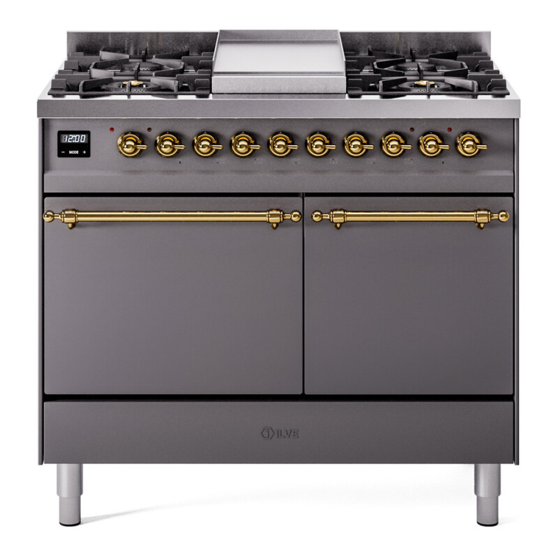 Nostalgie II 40 inch Dual Fuel Range with Double Ovens, 6 Burners and Griddle UPD40FQNMPMGGLP