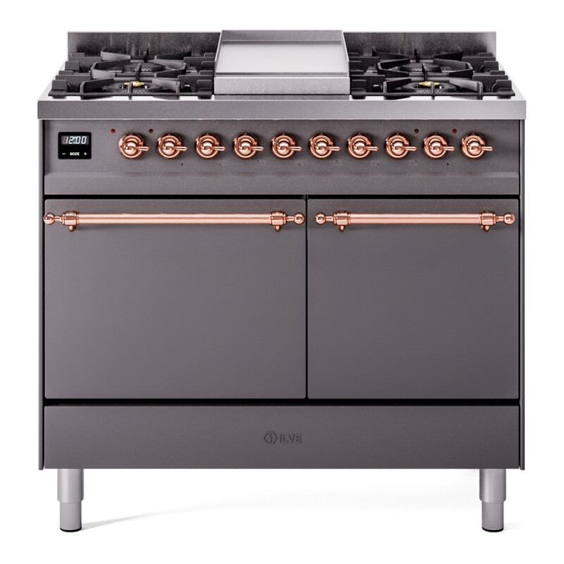 Nostalgie II 40 inch Dual Fuel Range with Double Ovens, 6 Burners and Griddle UPD40FQNMPMGP
