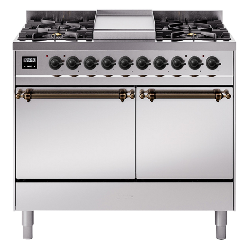 Nostalgie II 40 inch Dual Fuel Range with Double Ovens, 6 Burners and Griddle UPD40FQNMPSSB