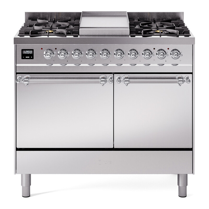 Nostalgie II 40 inch Dual Fuel Range with Double Ovens, 6 Burners and Griddle UPD40FQNMPSSCLP