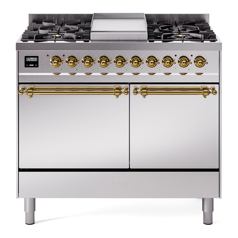 Nostalgie II 40 inch Dual Fuel Range with Double Ovens, 6 Burners and Griddle UPD40FQNMPSSG