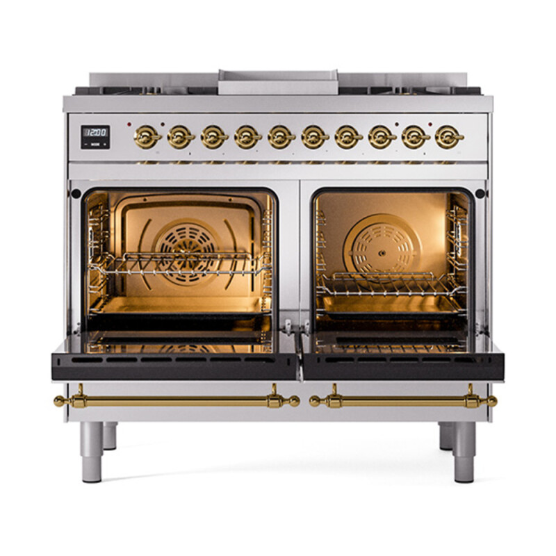 Nostalgie II 40 inch Dual Fuel Range with Double Ovens, 6 Burners and Griddle UPD40FQNMPSSGLP