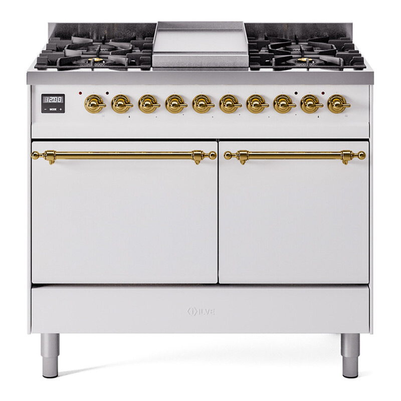 Nostalgie II 40 inch Dual Fuel Range with Double Ovens, 6 Burners and Griddle UPD40FQNMPWHG