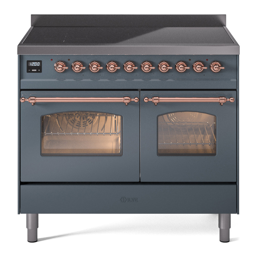 Nostalgie II 40 UPDI406NMPBGP Freestanding Electric Range Range with Induction Double Oven with Triple Glass Door with Copper knobs UPDI406NMPBGP