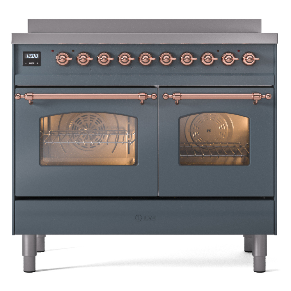 Nostalgie II 40 UPDI406NMPBGP Freestanding Electric Range Range with Induction Double Oven with Triple Glass Door with Copper knobs UPDI406NMPBGP