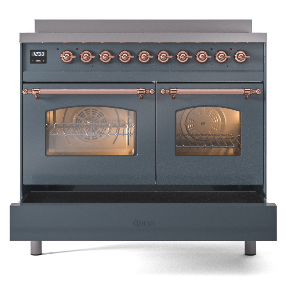 Nostalgie II 40 UPDI406NMPBGP Freestanding Electric Range Range with Induction Double Oven with Triple Glass Door with Copper knobs UPDI406NMPBGP