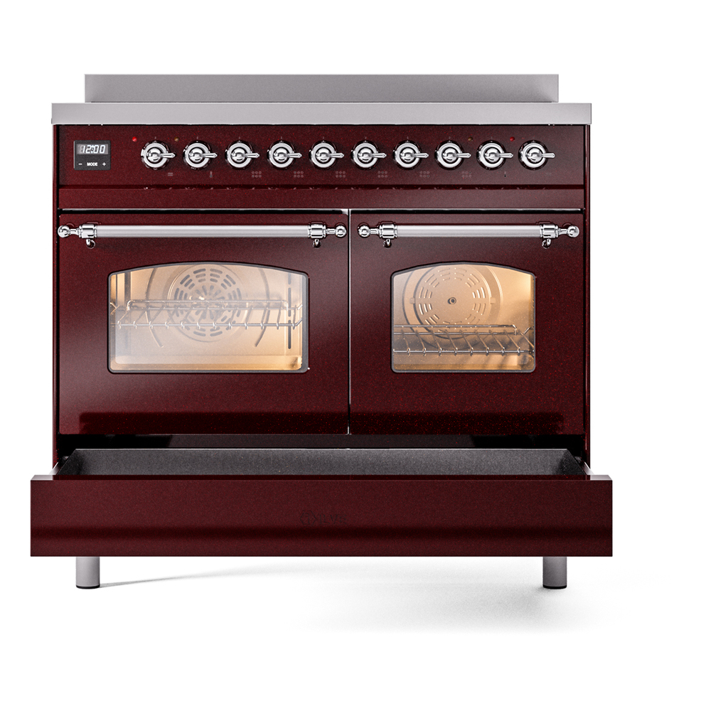 Nostalgie II 40 UPDI406NMPBUC Freestanding Electric Range Range with Induction Double Oven with Triple Glass Door with Chrome knobs UPDI406NMPBUC