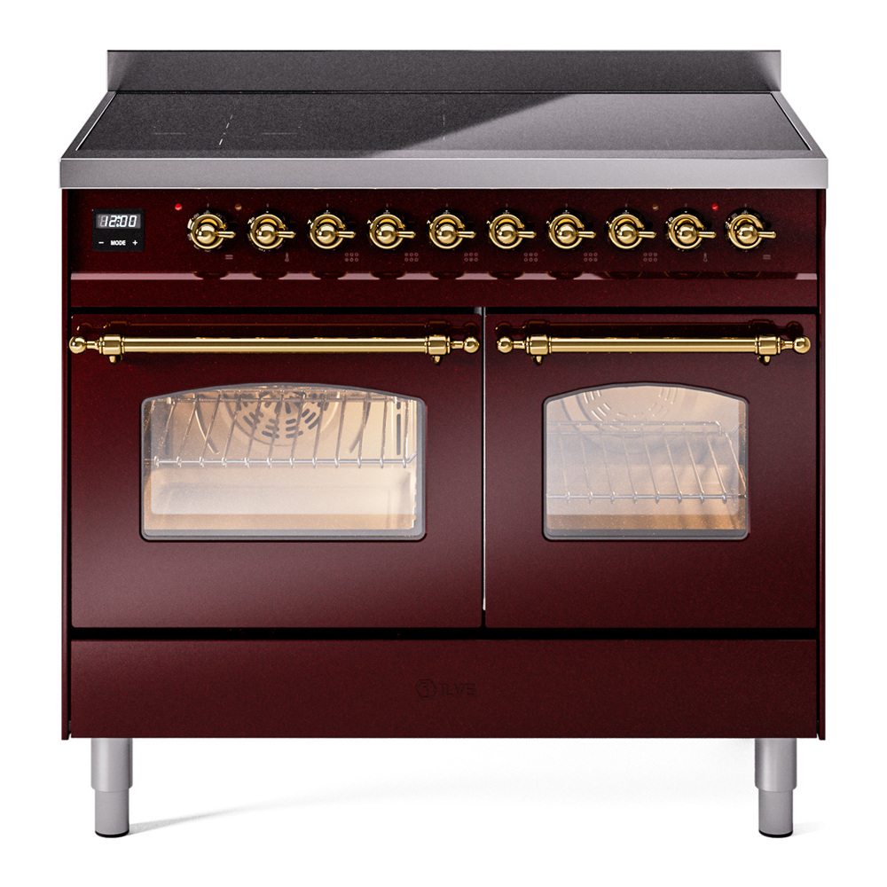 Nostalgie II 40 UPDI406NMPBUG Freestanding Electric Range Range with Induction Double Oven with Triple Glass Door with Brass knobs UPDI406NMPBUG