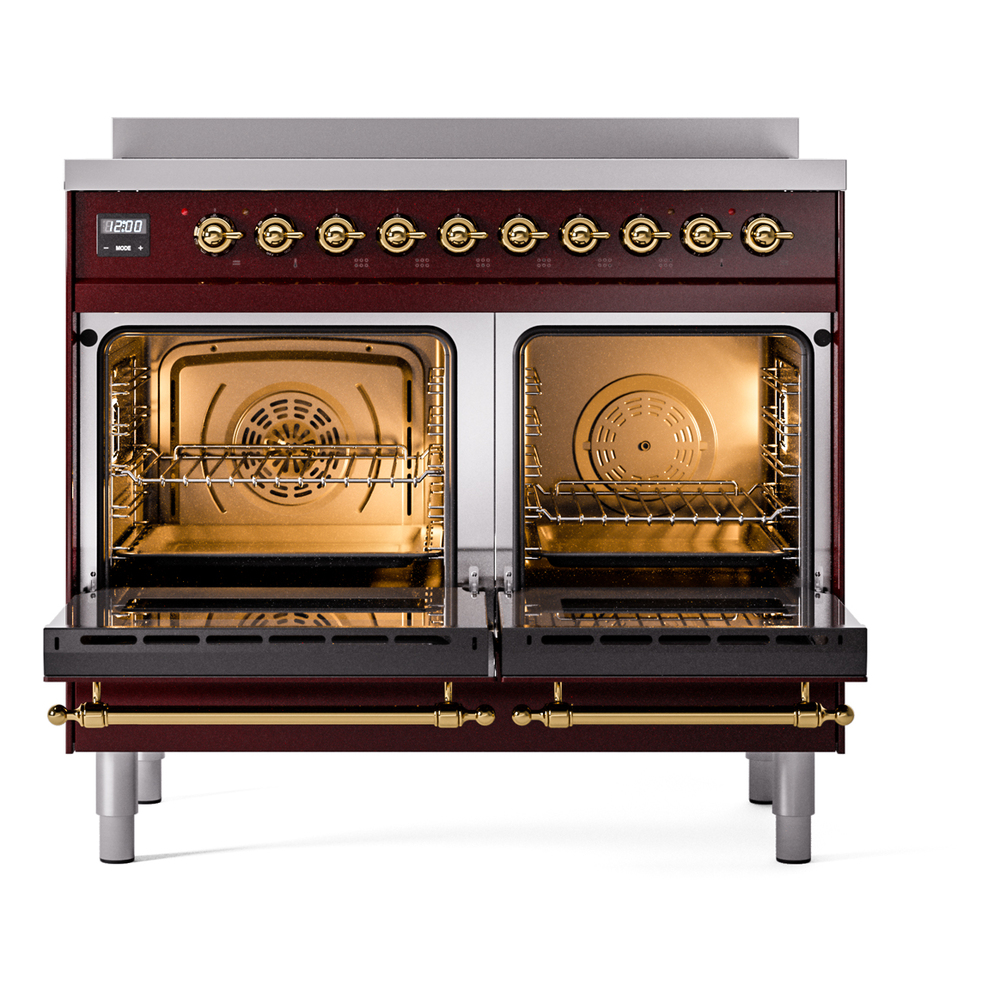 Nostalgie II 40 UPDI406NMPBUG Freestanding Electric Range Range with Induction Double Oven with Triple Glass Door with Brass knobs UPDI406NMPBUG