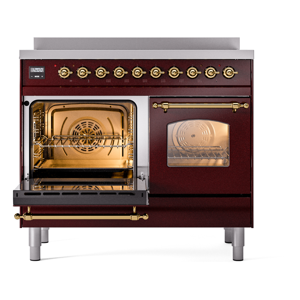 Nostalgie II 40 UPDI406NMPBUG Freestanding Electric Range Range with Induction Double Oven with Triple Glass Door with Brass knobs UPDI406NMPBUG