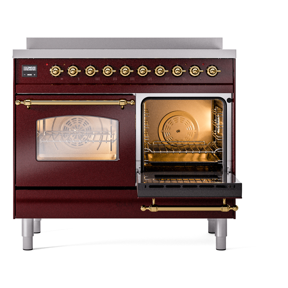 Nostalgie II 40 UPDI406NMPBUG Freestanding Electric Range Range with Induction Double Oven with Triple Glass Door with Brass knobs UPDI406NMPBUG