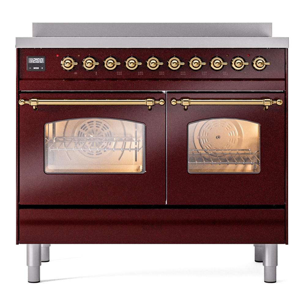 Nostalgie II 40 UPDI406NMPBUG Freestanding Electric Range Range with Induction Double Oven with Triple Glass Door with Brass knobs UPDI406NMPBUG