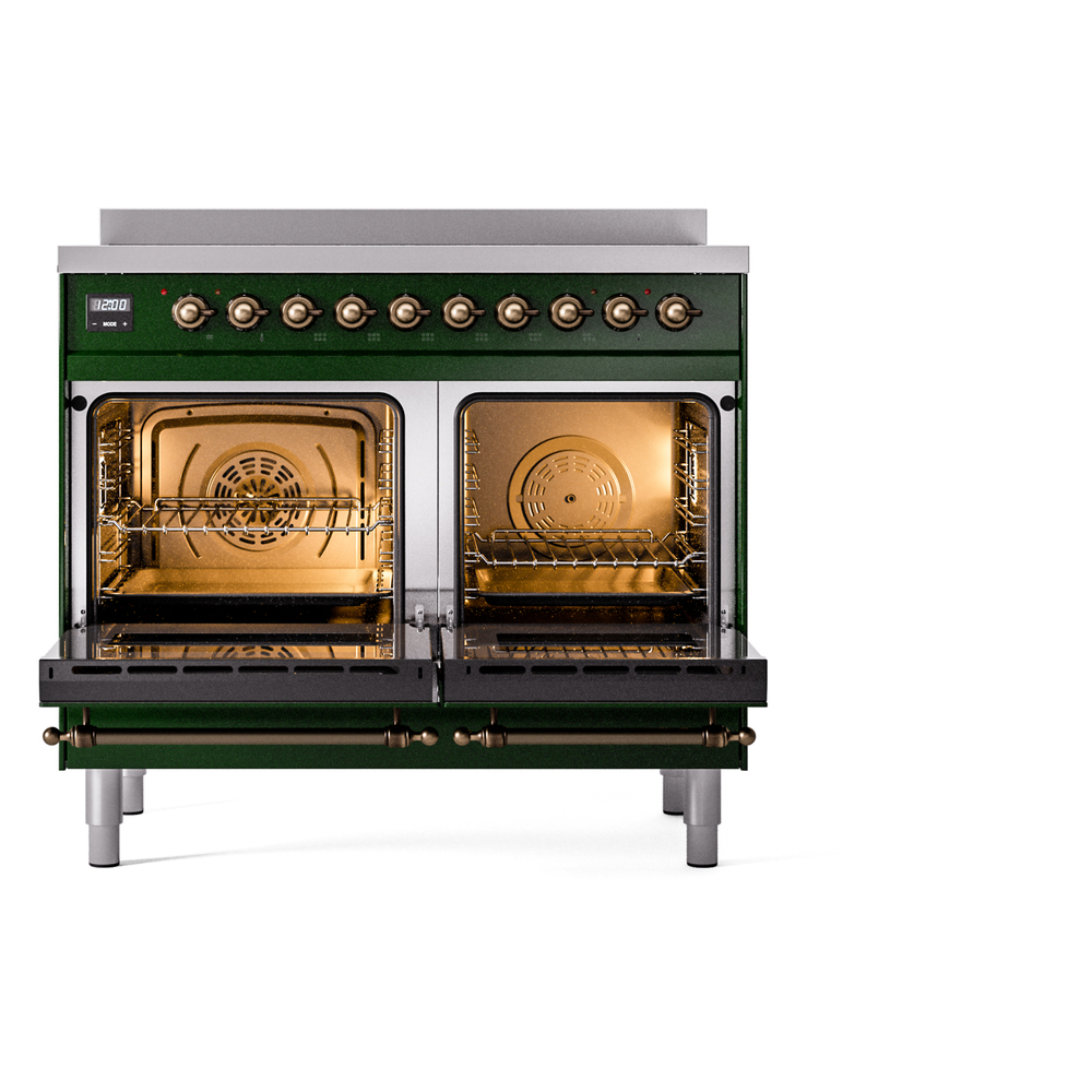 Nostalgie II 40 UPDI406NMPEGB Freestanding Electric Range Range with Induction Double Oven with Triple Glass Door with Bronze knobs UPDI406NMPEGB