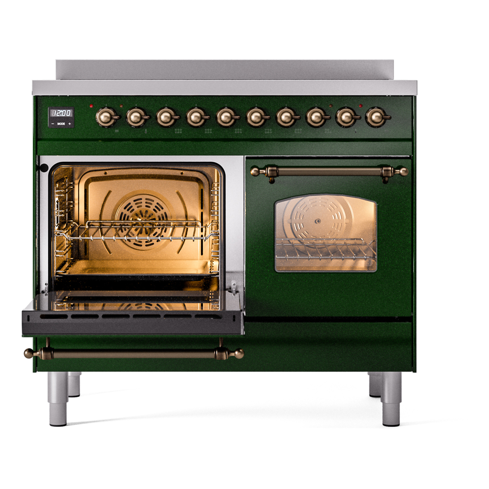 Nostalgie II 40 UPDI406NMPEGB Freestanding Electric Range Range with Induction Double Oven with Triple Glass Door with Bronze knobs UPDI406NMPEGB
