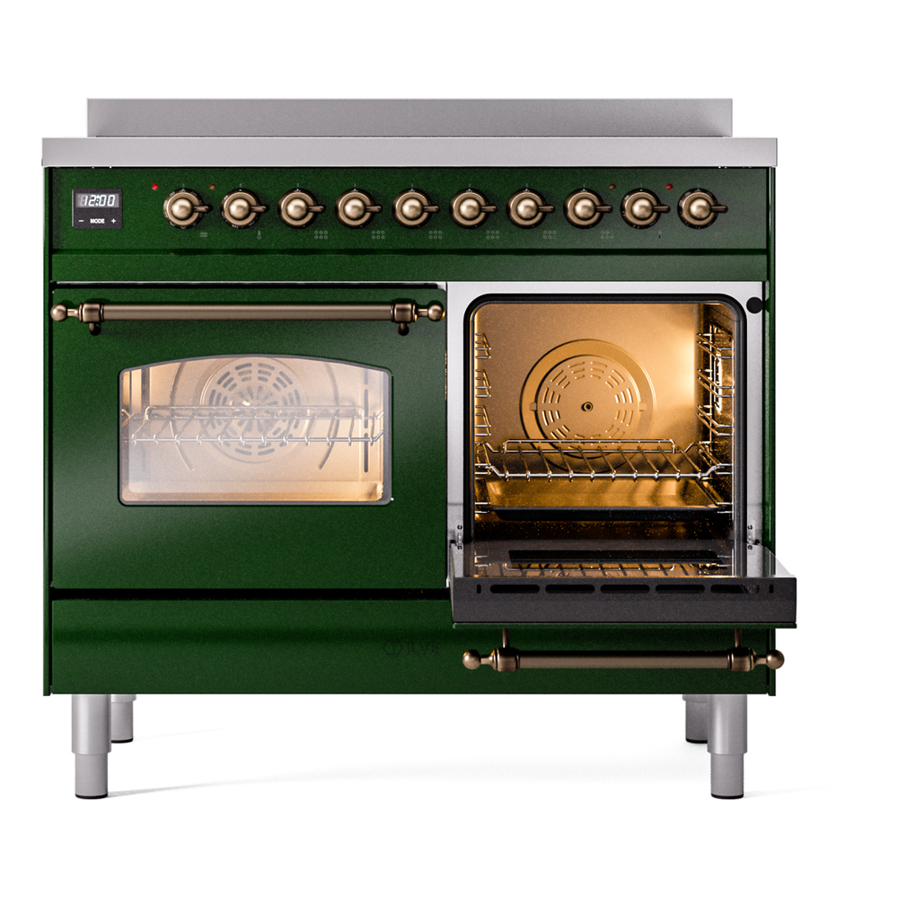 Nostalgie II 40 UPDI406NMPEGB Freestanding Electric Range Range with Induction Double Oven with Triple Glass Door with Bronze knobs UPDI406NMPEGB