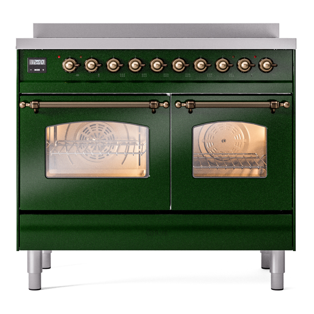 Nostalgie II 40 UPDI406NMPEGB Freestanding Electric Range Range with Induction Double Oven with Triple Glass Door with Bronze knobs UPDI406NMPEGB