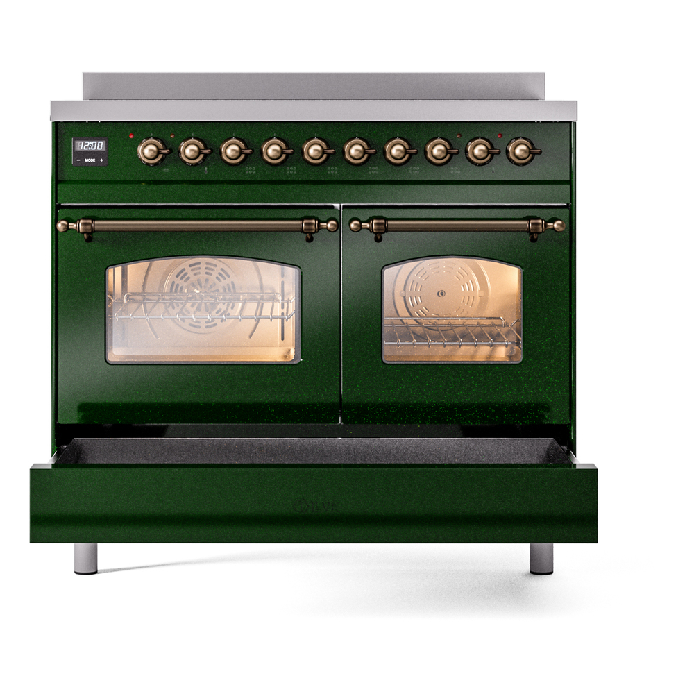 Nostalgie II 40 UPDI406NMPEGB Freestanding Electric Range Range with Induction Double Oven with Triple Glass Door with Bronze knobs UPDI406NMPEGB