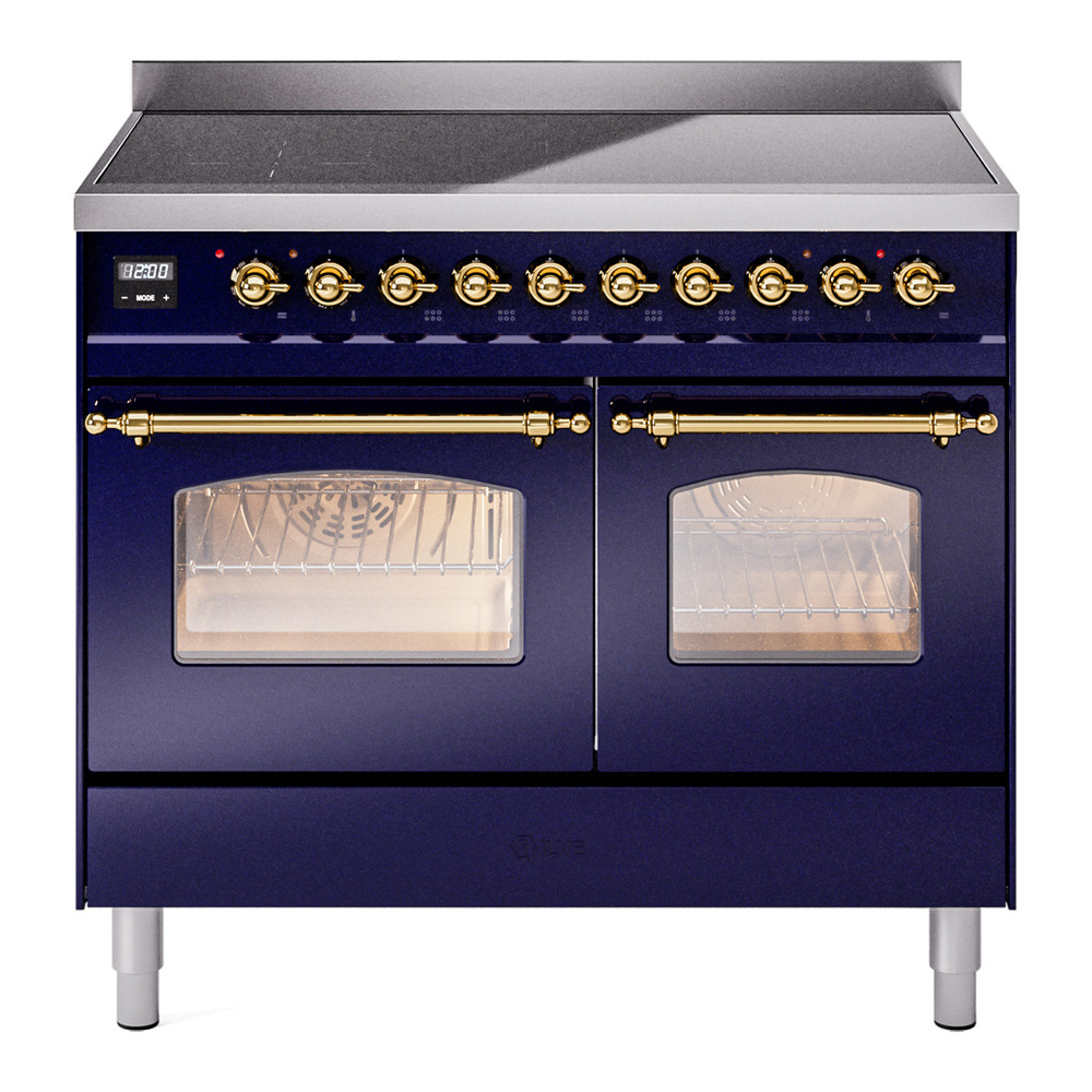 Nostalgie II 40 UPDI406NMPMBG Freestanding Electric Range Range with Induction Double Oven with Triple Glass Door with Brass knobs UPDI406NMPMBG