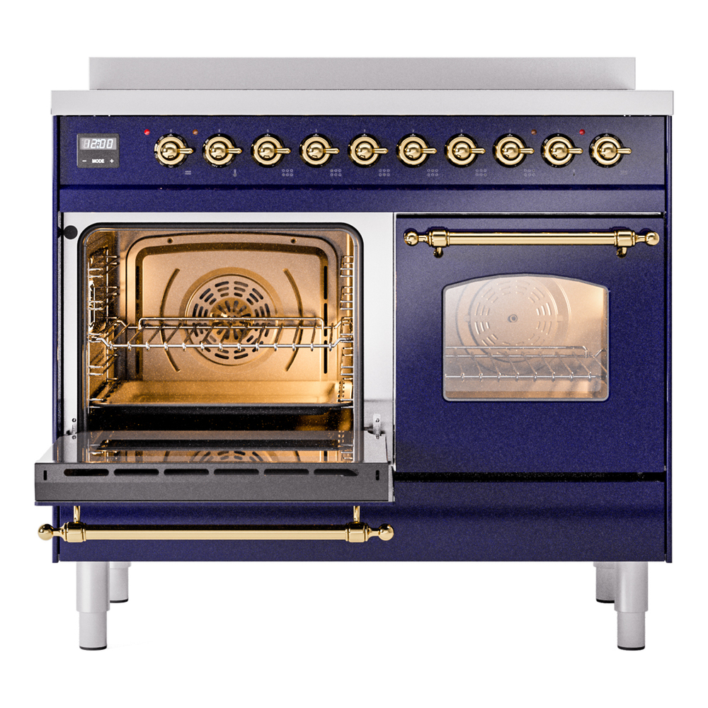 Nostalgie II 40 UPDI406NMPMBG Freestanding Electric Range Range with Induction Double Oven with Triple Glass Door with Brass knobs UPDI406NMPMBG