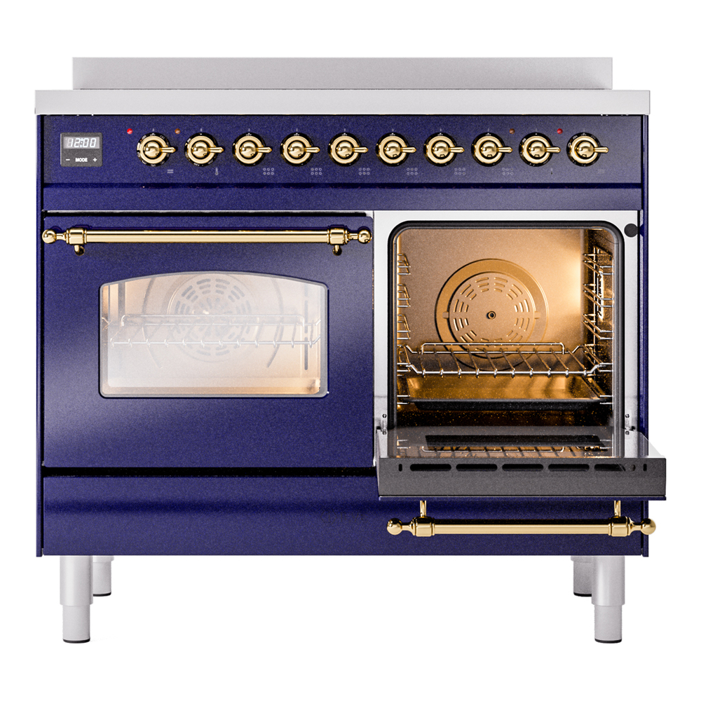 Nostalgie II 40 UPDI406NMPMBG Freestanding Electric Range Range with Induction Double Oven with Triple Glass Door with Brass knobs UPDI406NMPMBG