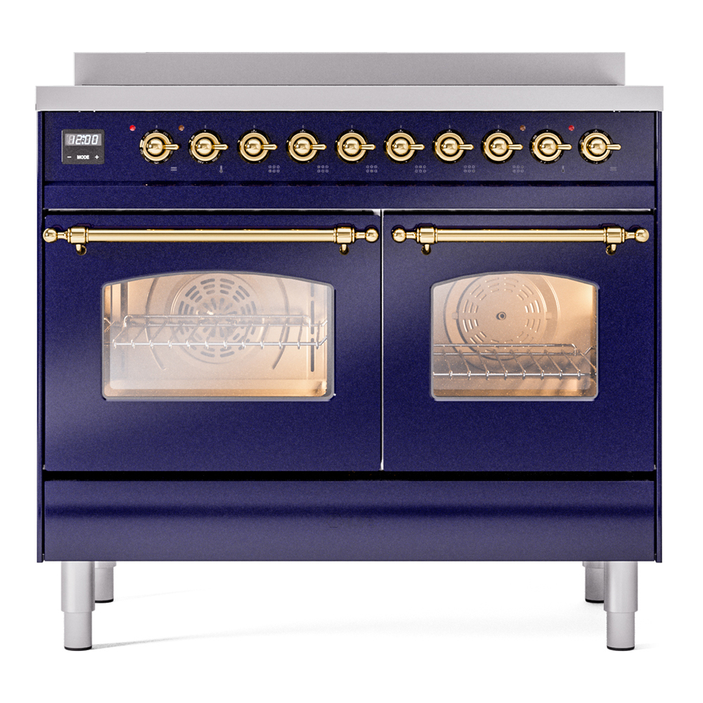Nostalgie II 40 UPDI406NMPMBG Freestanding Electric Range Range with Induction Double Oven with Triple Glass Door with Brass knobs UPDI406NMPMBG