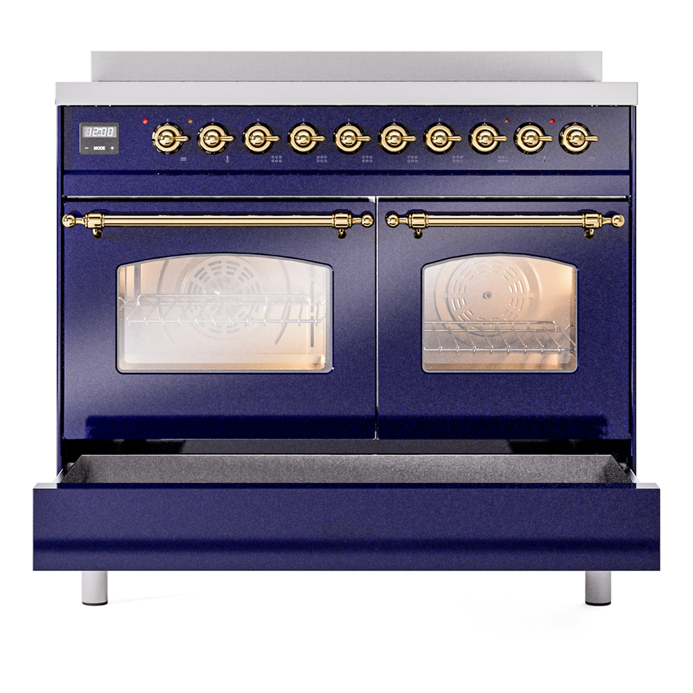 Nostalgie II 40 UPDI406NMPMBG Freestanding Electric Range Range with Induction Double Oven with Triple Glass Door with Brass knobs UPDI406NMPMBG