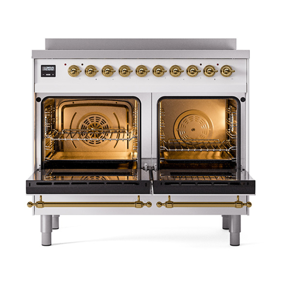 Nostalgie II 40 UPDI406NMPRAG Freestanding Electric Range Range with Induction Double Oven with Triple Glass Door with Brass knobs UPDI406NMPRAG