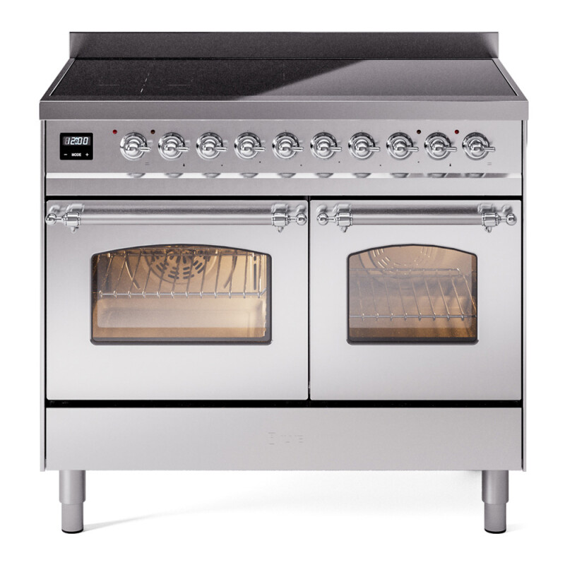 Nostalgie II 40 UPDI406NMPSSC Freestanding Electric Range Range with Induction Double Oven with Triple Glass Door with Chrome knobs UPDI406NMPSSC