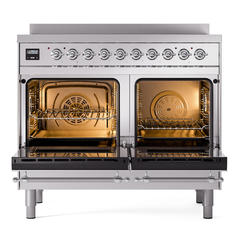 Nostalgie II 40 UPDI406NMPSSC Freestanding Electric Range Range with Induction Double Oven with Triple Glass Door with Chrome knobs UPDI406NMPSSC