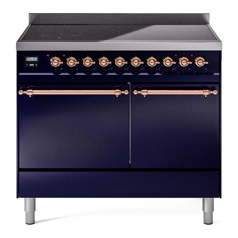 Nostalgie II 40 UPDI406QNMPMBP Freestanding Electric Range Range with Induction Double Oven with Solid Door with Copper knobs UPDI406QNMPMBP