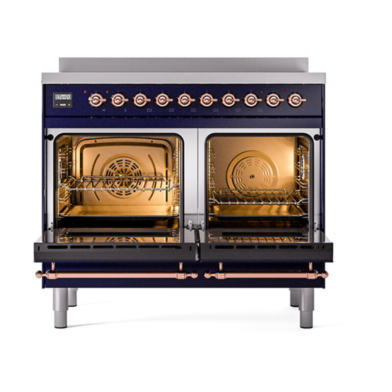 Nostalgie II 40 UPDI406QNMPMBP Freestanding Electric Range Range with Induction Double Oven with Solid Door with Copper knobs UPDI406QNMPMBP