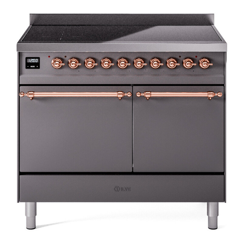 Nostalgie II 40 UPDI406QNMPMGP Freestanding Electric Range Range with Induction Double Oven with Solid Door with Copper knobs UPDI406QNMPMGP