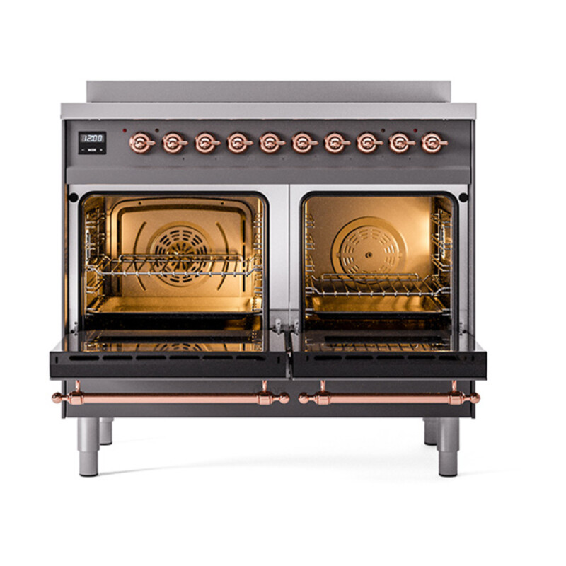 Nostalgie II 40 UPDI406QNMPMGP Freestanding Electric Range Range with Induction Double Oven with Solid Door with Copper knobs UPDI406QNMPMGP