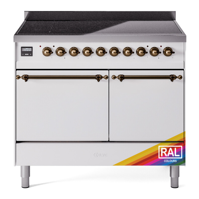 Nostalgie II 40 UPDI406QNMPRAB Freestanding Electric Range Range with Induction Double Oven with Solid Door with Bronze knobs UPDI406QNMPRAB