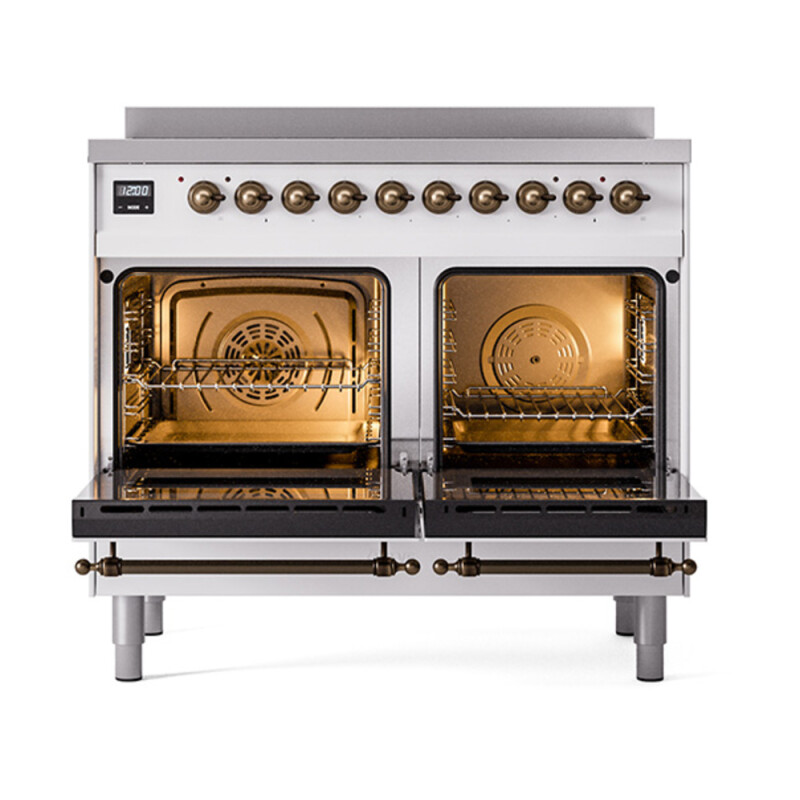 Nostalgie II 40 UPDI406QNMPRAB Freestanding Electric Range Range with Induction Double Oven with Solid Door with Bronze knobs UPDI406QNMPRAB