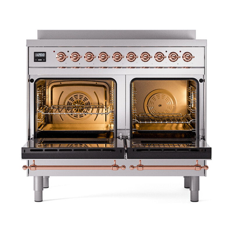 Nostalgie II 40 UPDI406QNMPSSP Freestanding Electric Range Range with Induction Double Oven with Solid Door with Copper knobs UPDI406QNMPSSP