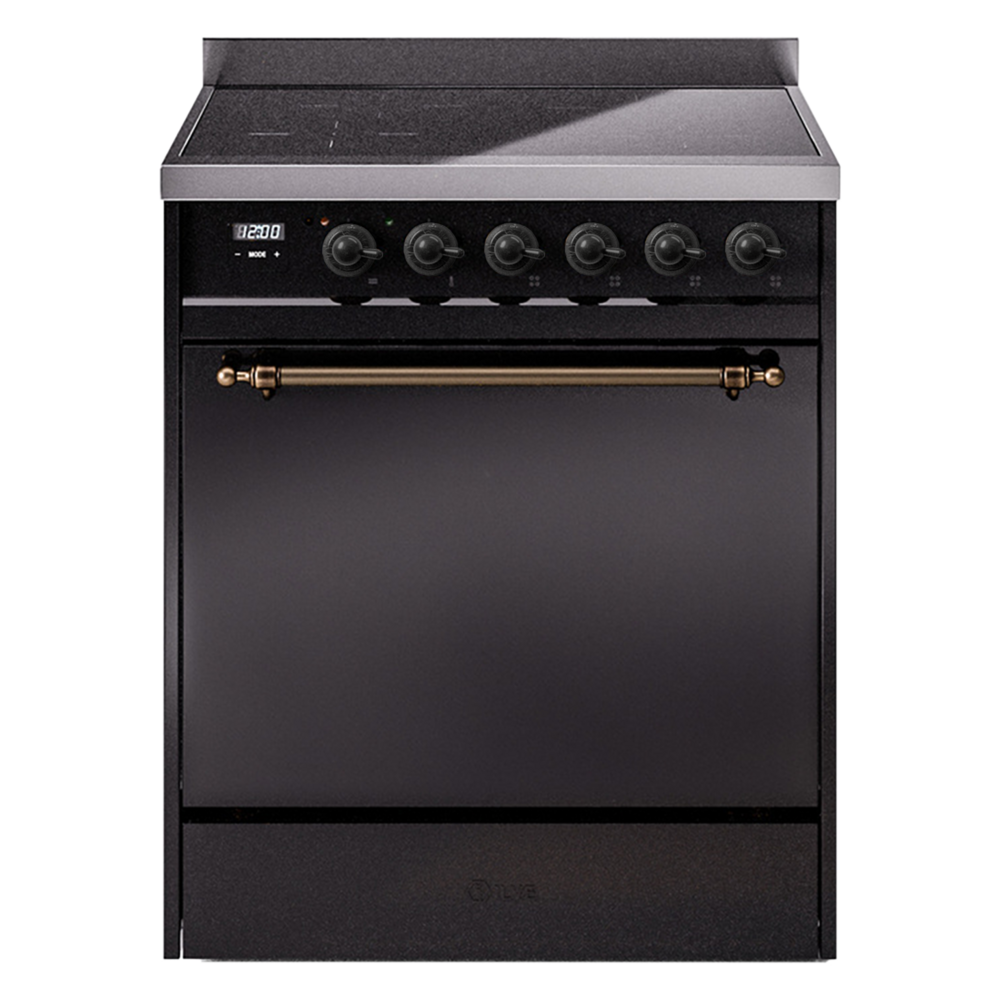 Nostalgie II 30 UPI304QNMPBKB Freestanding Electric Range Range with Induction Single Oven with Solid Door with Bronze knobs UPI304QNMPBKB